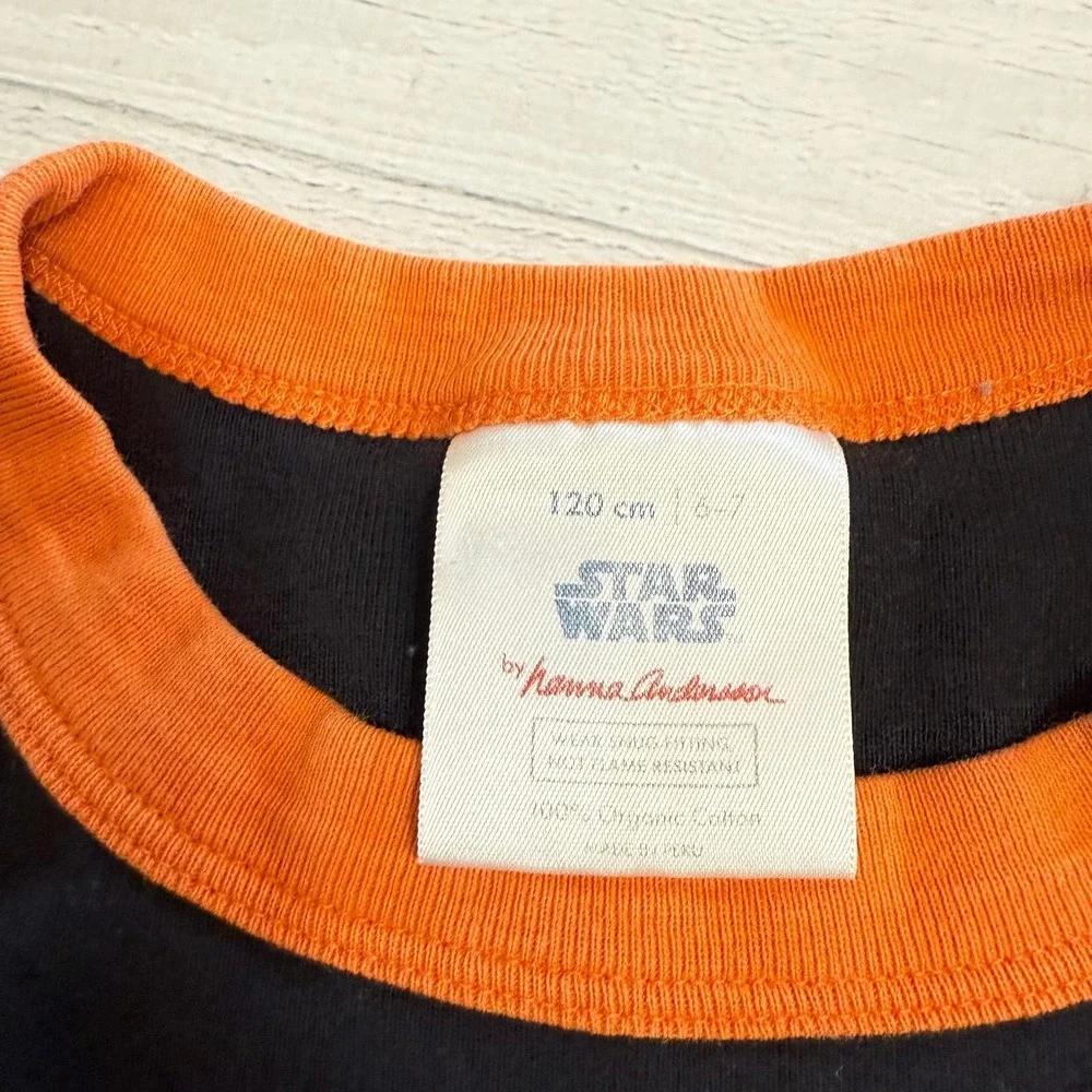 Hanna Andersson Halloween orange Star‎ Wars darth Vader pajamas size 5,6,7